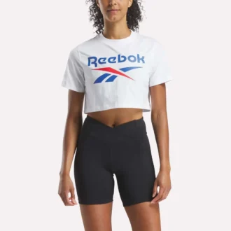 レディース ツーカラー ロゴ クルー クロップド 半袖 Tシャツ