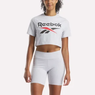 レディース ツーカラー ロゴ クルー クロップド 半袖 Tシャツ