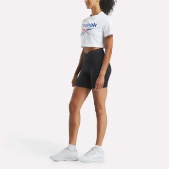 レディース ツーカラー ロゴ クルー クロップド 半袖 Tシャツ